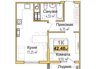 Продаю однокомнатную квартиру, 40.4 м2, Симферополь