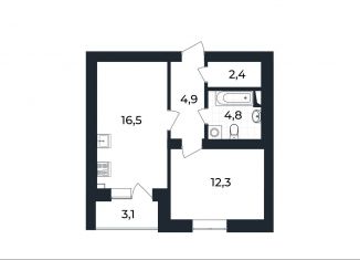 Продается однокомнатная квартира, 42.5 м2, посёлок Доброград