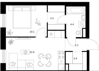 Продажа 1-комнатной квартиры, 38.7 м2, Москва, район Москворечье-Сабурово, жилой комплекс Москворечье, 1.3