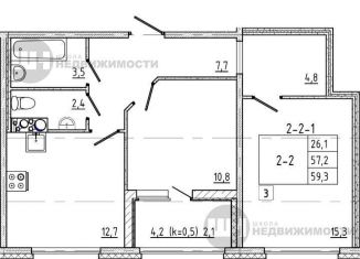 Продаю 2-ком. квартиру, 59.6 м2, Санкт-Петербург, Приморский район, Белоостровская улица, 28