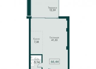 Продается двухкомнатная квартира, 66.4 м2, поселок городского типа Массандра, улица Мухина, 17А