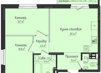 Продажа двухкомнатной квартиры, 53.3 м2, село Первомайский, жилой комплекс Город Оружейников, 22, ЖК Город Оружейников