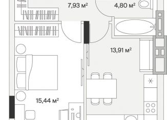 Продается 1-ком. квартира, 43.3 м2, поселок Малое Исаково