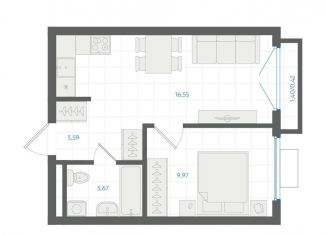 Продается 1-ком. квартира, 34.3 м2, Екатеринбург, Ленинский район