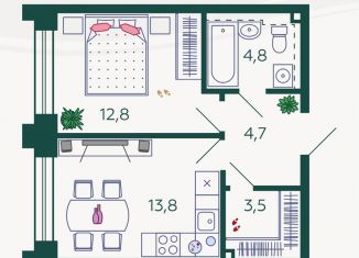 Продажа однокомнатной квартиры, 39.6 м2, Москва, Даниловский район, набережная Марка Шагала, 11к2