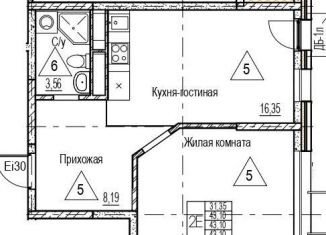 Однокомнатная квартира на продажу, 43.1 м2, Воронеж, набережная Чуева, 7