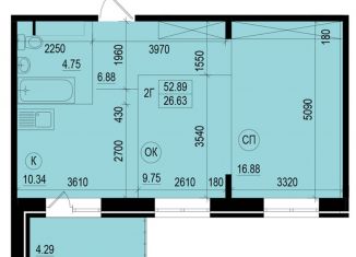 Продам двухкомнатную квартиру, 52.9 м2, Иркутск, Ленинский округ, Гравийная улица, 22/3