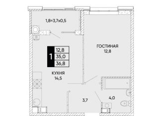 Продажа 1-комнатной квартиры, 36.8 м2, Ростовская область, Левобережная улица, 6/6с2