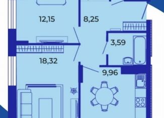 Продаю 2-комнатную квартиру, 60.8 м2, Брянск, улица имени О.С. Визнюка, 18, ЖК Резиденция Гринпарк