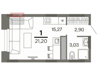 Квартира на продажу студия, 21.2 м2, Рязань, Октябрьский район