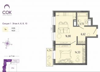 Продаю 1-ком. квартиру, 43 м2, Евпатория, улица 9 Мая, 39