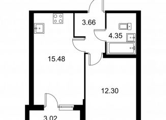 Продается однокомнатная квартира, 37.3 м2, Колпино