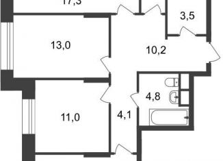 Продается трехкомнатная квартира, 85.1 м2, Москва, 11-я фаза, к3