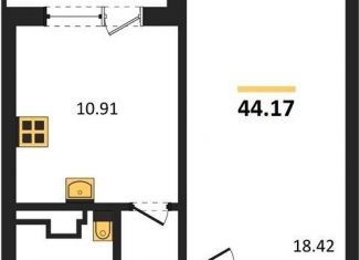 Продам 1-комнатную квартиру, 44.2 м2, Воронеж, Центральный район