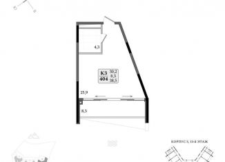 Продаю 1-ком. квартиру, 38.5 м2, поселок Бондаренково, улица Кёппена, 2