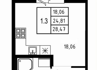 Квартира на продажу студия, 28.5 м2, Ленинградская область, Тихая улица, 3к2
