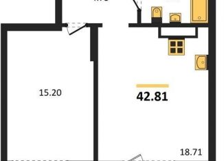 1-ком. квартира на продажу, 42.8 м2, Новосибирск, метро Золотая Нива, улица Королёва, 19