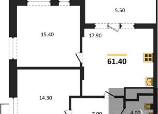 2-ком. квартира на продажу, 61.4 м2, Воронеж, Железнодорожный район