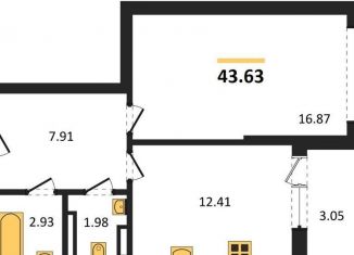 Продажа однокомнатной квартиры, 43.6 м2, Воронеж, Центральный район