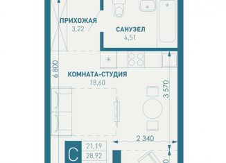 Квартира на продажу студия, 37.2 м2, посёлок Берёзовый