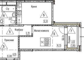 1-ком. квартира на продажу, 45 м2, Воронеж, набережная Чуева, 7