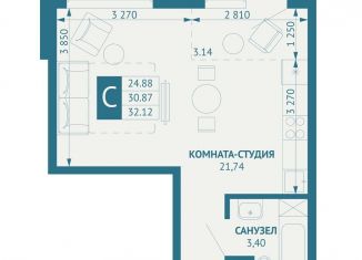 Продажа квартиры студии, 43.5 м2, Краснодарский край