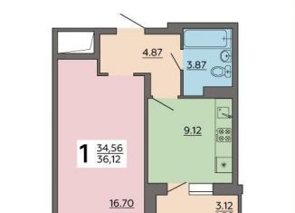 Продается однокомнатная квартира, 36.1 м2, Воронеж, Острогожская улица, 164