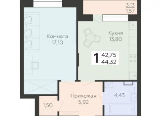 Продается 1-комнатная квартира, 44.3 м2, Воронеж, Коминтерновский район, улица Независимости, 78