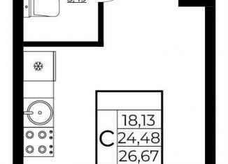 Продажа квартиры студии, 26.7 м2, Краснодар, улица имени Евдокии Сокол, 1, микрорайон Сады Калинина