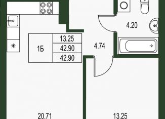 Продается однокомнатная квартира, 42.9 м2, Екатеринбург, улица Цвиллинга, 7, метро Геологическая