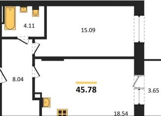 Продается 1-ком. квартира, 45.8 м2, Новосибирск, Светлановская улица, 52/2