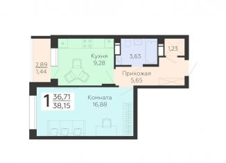 Продаю однокомнатную квартиру, 38.2 м2, Воронеж, Покровская улица, 19