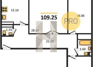 Трехкомнатная квартира на продажу, 109.3 м2, Ростов-на-Дону