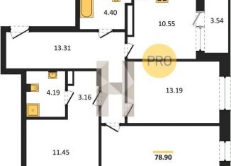 Продаю 3-ком. квартиру, 78.9 м2, Воронеж