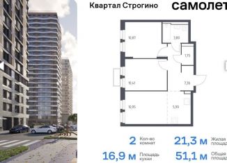 Продаю трехкомнатную квартиру, 51 м2, Московская область, жилой комплекс Квартал Строгино, к2