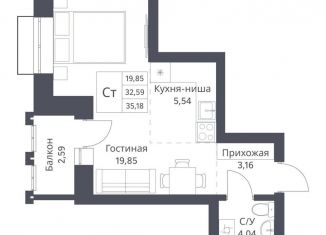 Квартира на продажу студия, 32.6 м2, Новосибирск