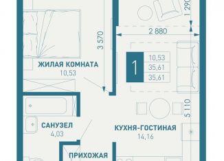 Продам однокомнатную квартиру, 35.6 м2, Краснодарский край