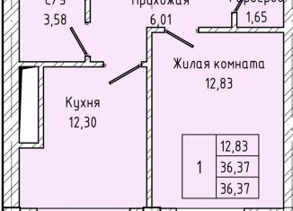 1-комнатная квартира на продажу, 36.4 м2, Нальчик, улица Атажукина, 10