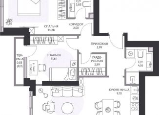 Продам двухкомнатную квартиру, 73.6 м2, Москва, 1-й Сетуньский проезд, 8, метро Спортивная