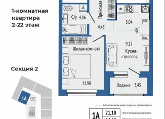 1-комнатная квартира на продажу, 38.1 м2, Екатеринбург, метро Ботаническая