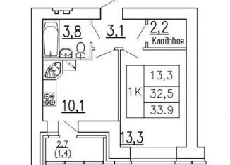 Продается 1-комнатная квартира, 33.9 м2, Воронеж, Коминтерновский район