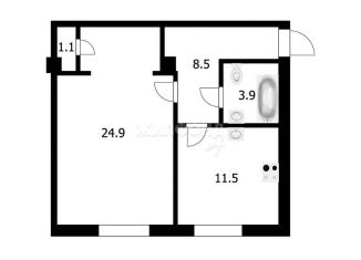 Продаю 1-комнатную квартиру, 49.9 м2, Новосибирская область, улица Героев Революции, 100