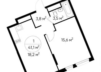 Продаю 1-ком. квартиру, 41.1 м2, деревня Рассказовка, деревня Рассказовка, 1