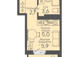 Квартира на продажу студия, 18.9 м2, Екатеринбург, Октябрьский район, жилой комплекс Новокольцовский, 6