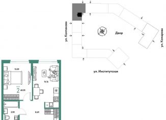 2-комнатная квартира на продажу, 40 м2, Москва, метро Коломенская