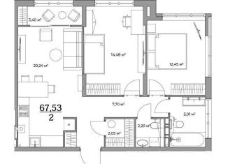 Продажа 2-комнатной квартиры, 67.5 м2, Рязань, улица Лермонтова, 13