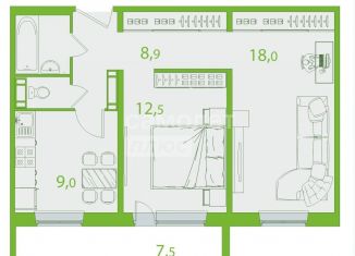 Продажа двухкомнатной квартиры, 56.5 м2, Томск, улица Пришвина, 52