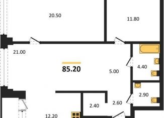 Продается 2-комнатная квартира, 85.2 м2, Новосибирск, улица Семьи Шамшиных, 91