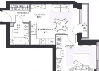 Продается 1-ком. квартира, 38.7 м2, Москва, 1-й Сетуньский проезд, 8, метро Студенческая