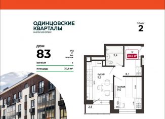 Продаю однокомнатную квартиру, 30.8 м2, деревня Солманово, ЖК Одинцовские Кварталы